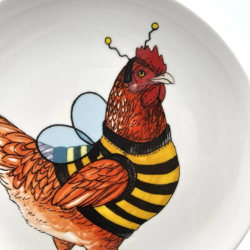 NEW West Elm Rachel Kozlowski Dapper Animal Plate Costume Halloween Chicken Bee